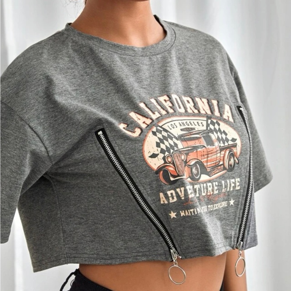 California Zip Crop Tee